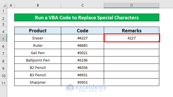 Run a VBA Code to Replace Special Characters in Excel