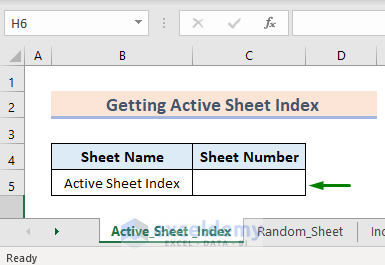 Get The Active Sheet Index Number in Excel Using SHEET Function