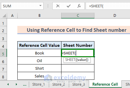 SHEET Function to Get The Reference Cell Sheet Number We can get the index numbers of a sheet using the reference of the cell value of that sheet