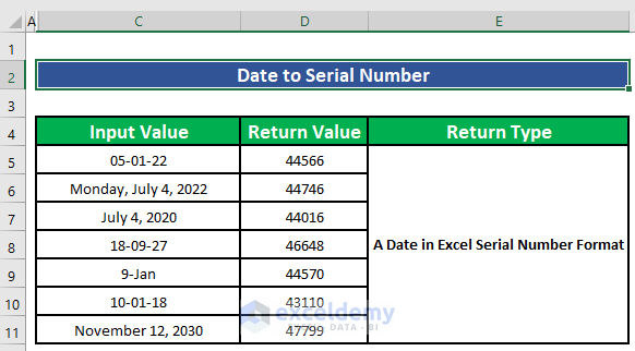 Convert a Date Using the N Function in Excel