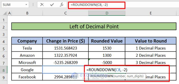 How to Use ROUNDDOWN Function in Excel
