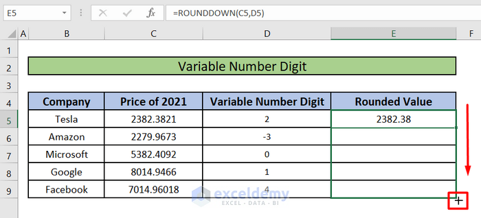 How to Use ROUNDDOWN Function in Excel