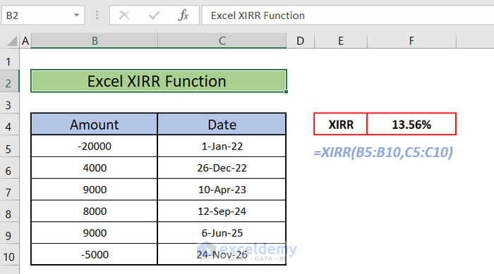 How to Use XIRR Function in Excel