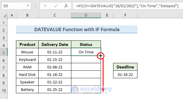 Excel DATEVALUE Function Wrapped in IF Formula with Dates