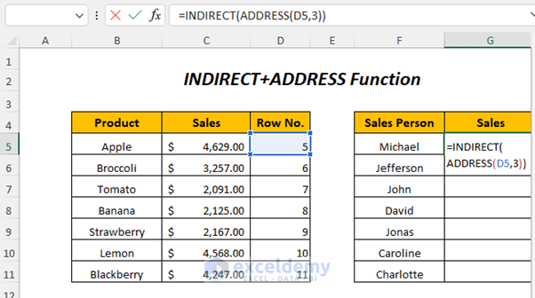 Indirect Address Excel