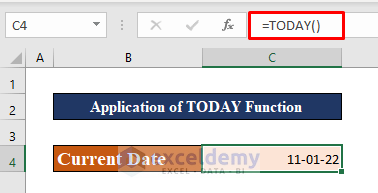 Apply TODAY Function to Insert Current Date in Excel