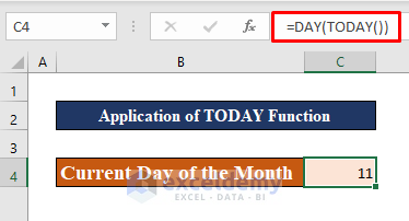 Apply TODAY Function to Insert Current Date in Excel