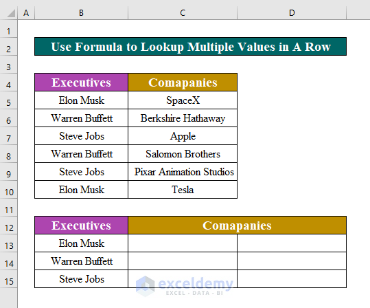 Use Array Formula to Lookup Multiple Values in Excel