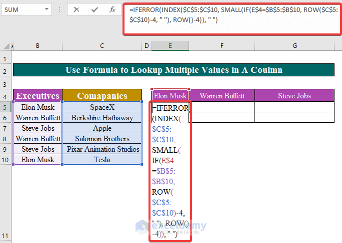 Use Array Formula to Lookup Multiple Values in Excel
