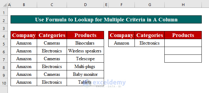 Lookup Multiple Values in Excel Based on Multiple Criteria
