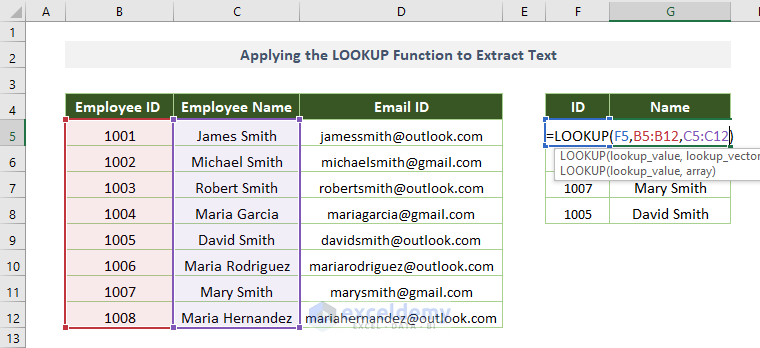 Lookup Text Using LOOKUP Function