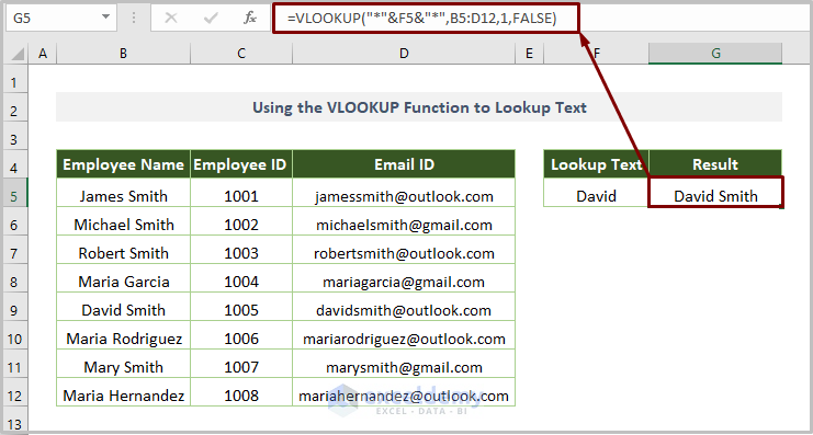 Lookup Text Using the VLOOKUP Function