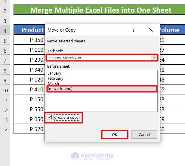 Merge Multiple Sheets in One in Excel