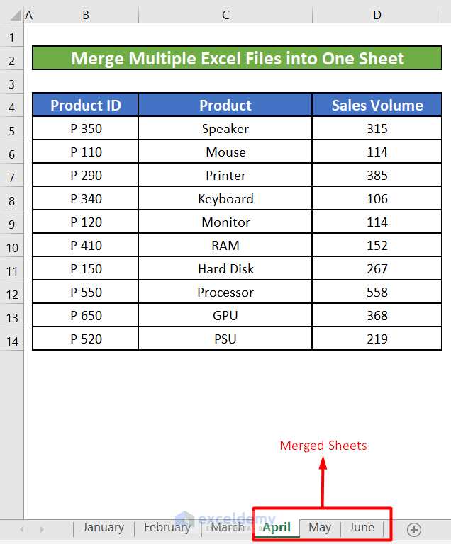 Merged Sheets in Excel