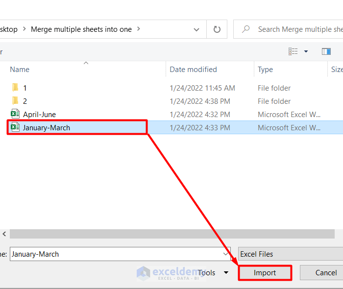 Select the Excel File to Merge the Excel Files