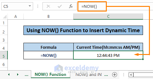 NOW Function-Excel Current Time Formula