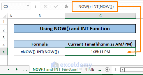 NOW and INT function