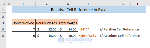 relative cell reference example
