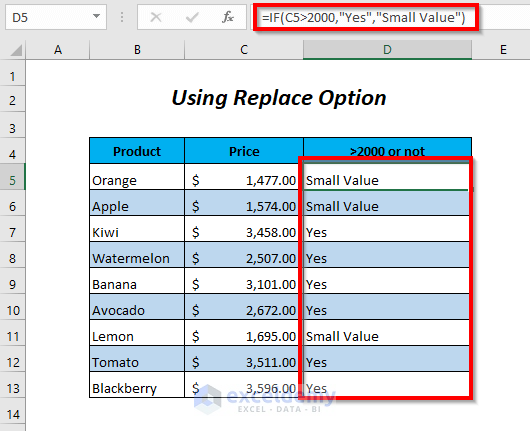 replace text in excel formula