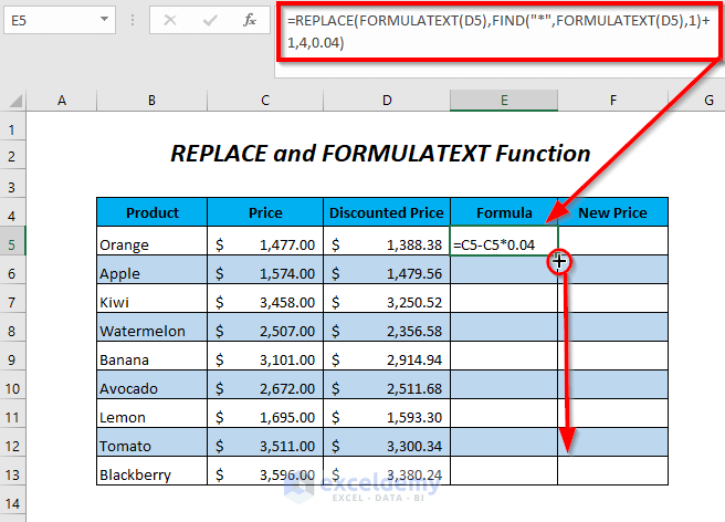 REPLACE and FORMULATEXT function