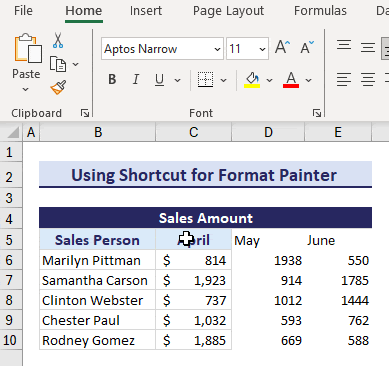 Shortcut for Format Painter