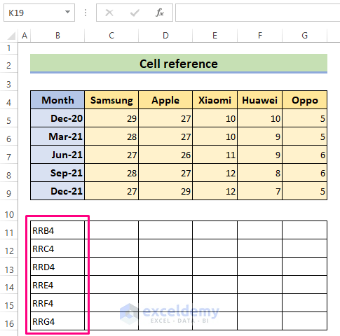 Using Cell Reference to Switch Rows and Columns