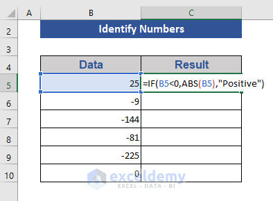 Identify Negative value using ABS function