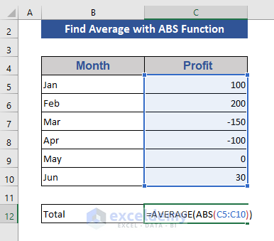 Get Average Absolute Values Applying ABS Function