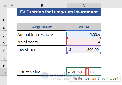 Use of FV Function for Lump-sum Investment