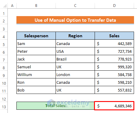 Send Specific Data from One Excel Worksheet to Another by Entering the Formula Manually