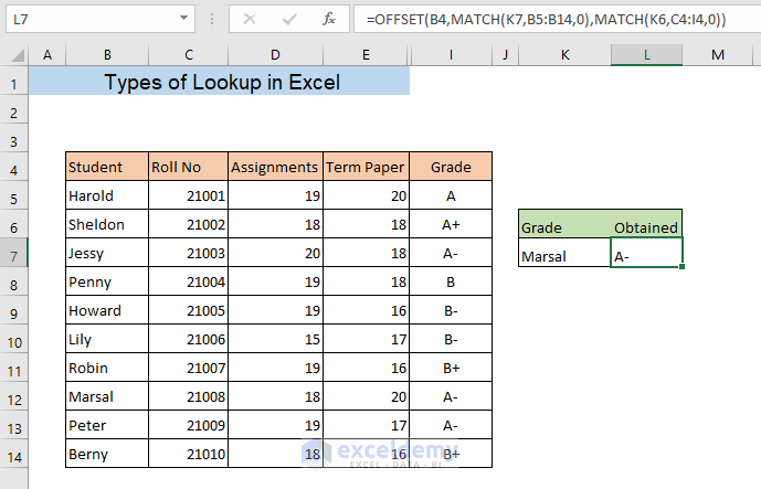 types of lookup in excel