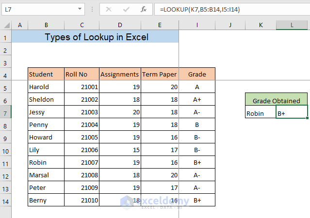 types of lookup in excel