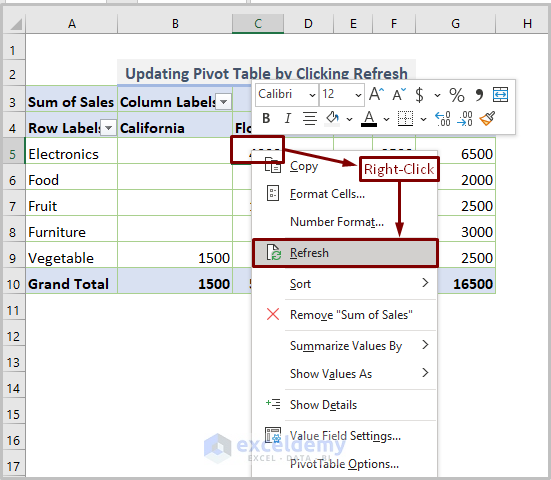 Updating Pivot Table Range by Clicking the Refresh Button