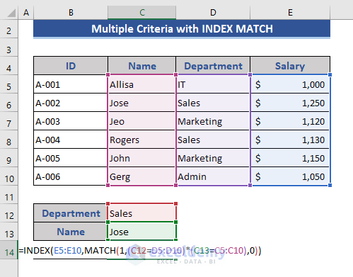 INDEX MATCH instead of VLOOKUP with Multiple Criteria in Excel