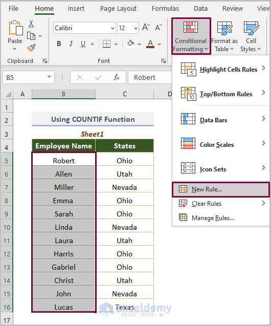 Using Conditional Formatting to Find Duplicates in Workbook 