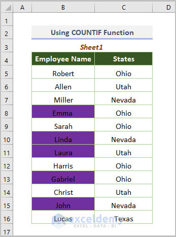 Using Conditional Formatting to Find Duplicates in Workbook 