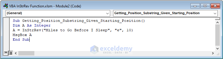Get The Position of A Substring with Given Starting Position