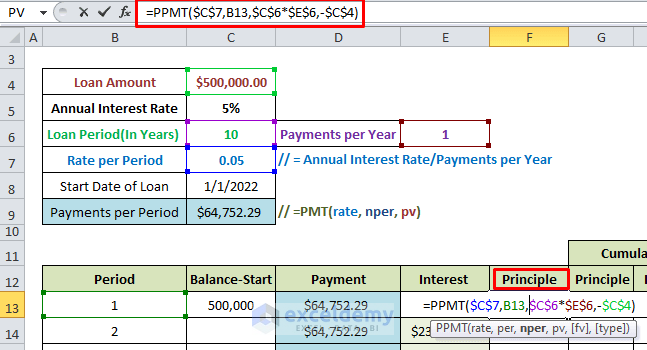 Amortization Table in Excel