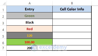 Cell color info