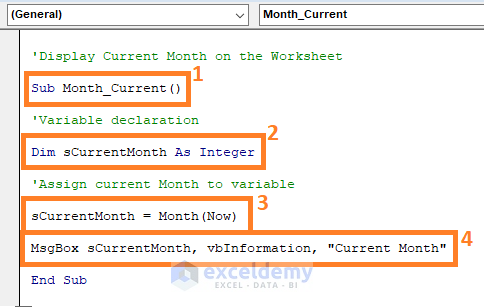 current month-VBA MONTH