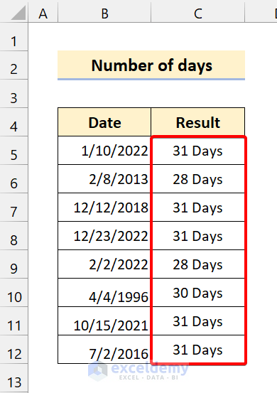 Number of Days in a Month Using EoMonth in VBA