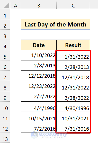 Find the Last Day of Current Month Using EoMonth