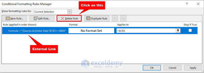 Delete External Links of Conditional Formatting in Excel