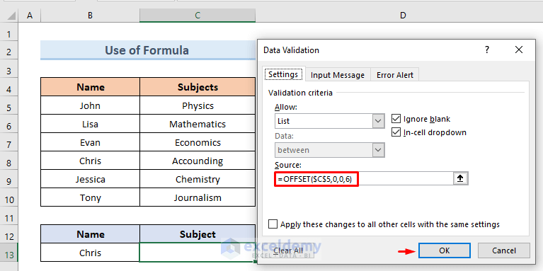 Use Excel Formula
