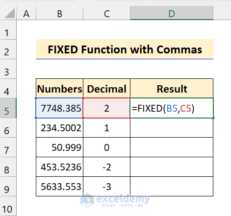 excel fixed function