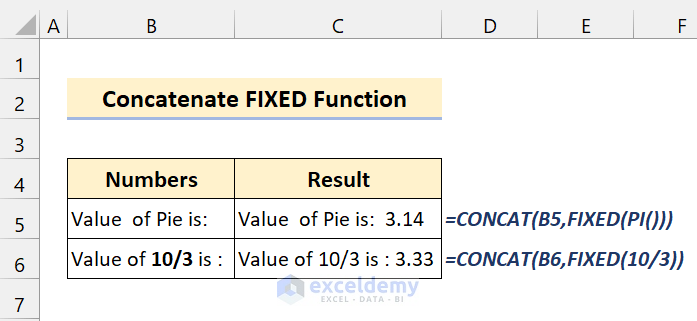 Concatenate FIXED Function in Excel