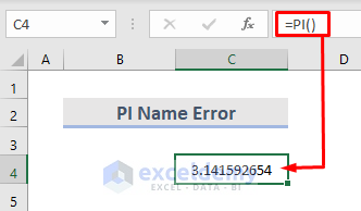 Pi Name Error in Excel