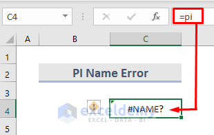 Pi Name Error in Excel