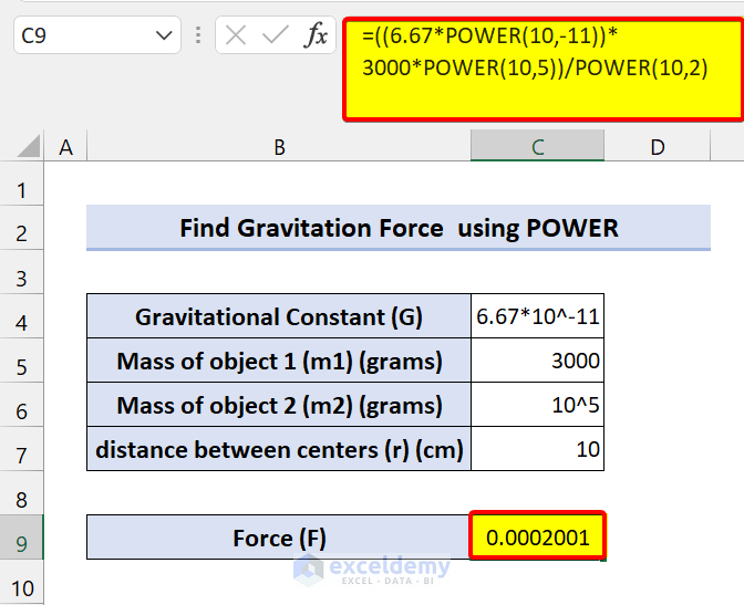 Solving a Physics Math Using POWER Function