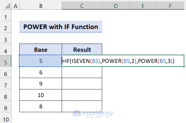 power function with IF function